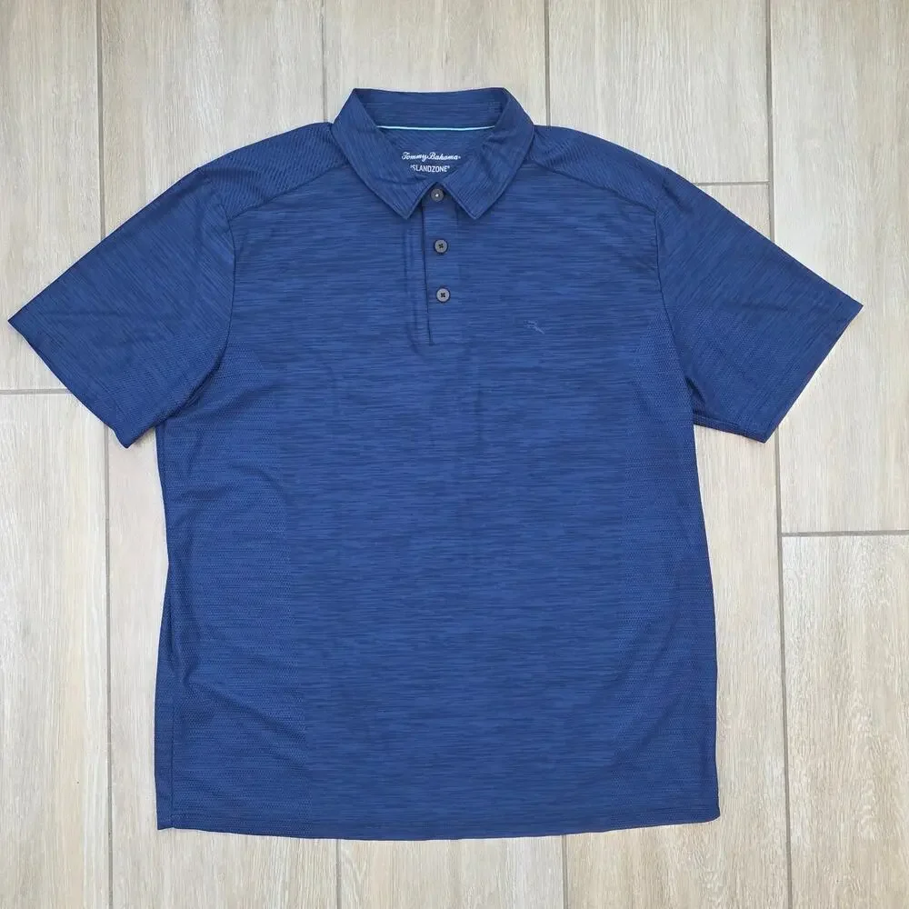 Tommy Bahama IslandZone Polo Shirt Men's Large Blue Performance Stretch Golf